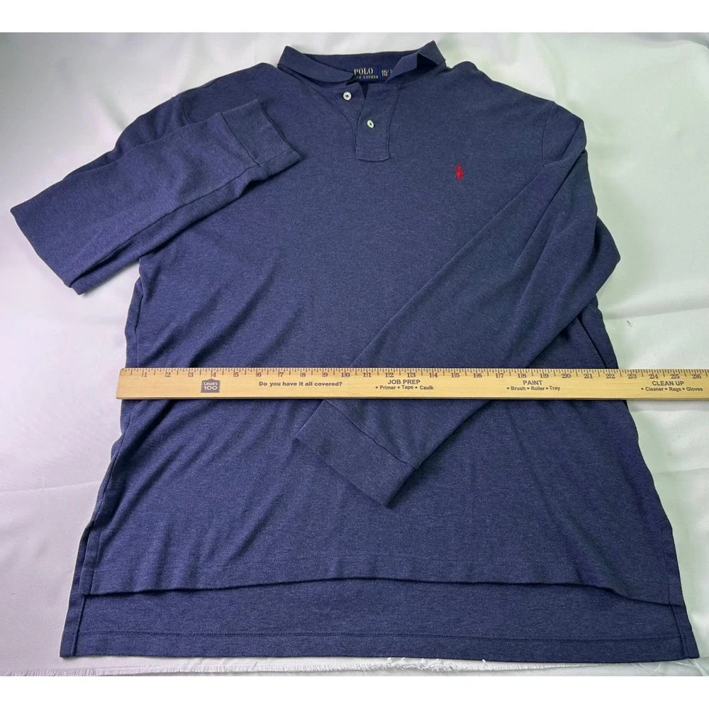 Polo Ralph Lauren Men's‎ Blue Long Sleeve Polo Shirt 2XL Casual Red Pony Logo